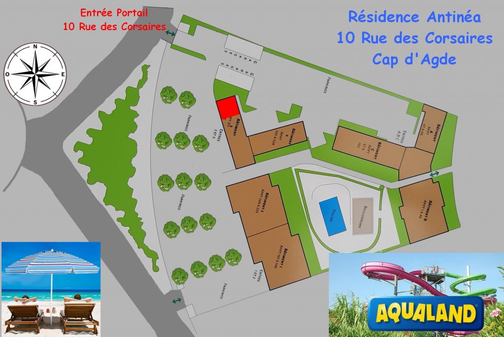 Appartement Location Cap d'Agde Aqualand, Ile des loisirs, Plage Rocheleongue