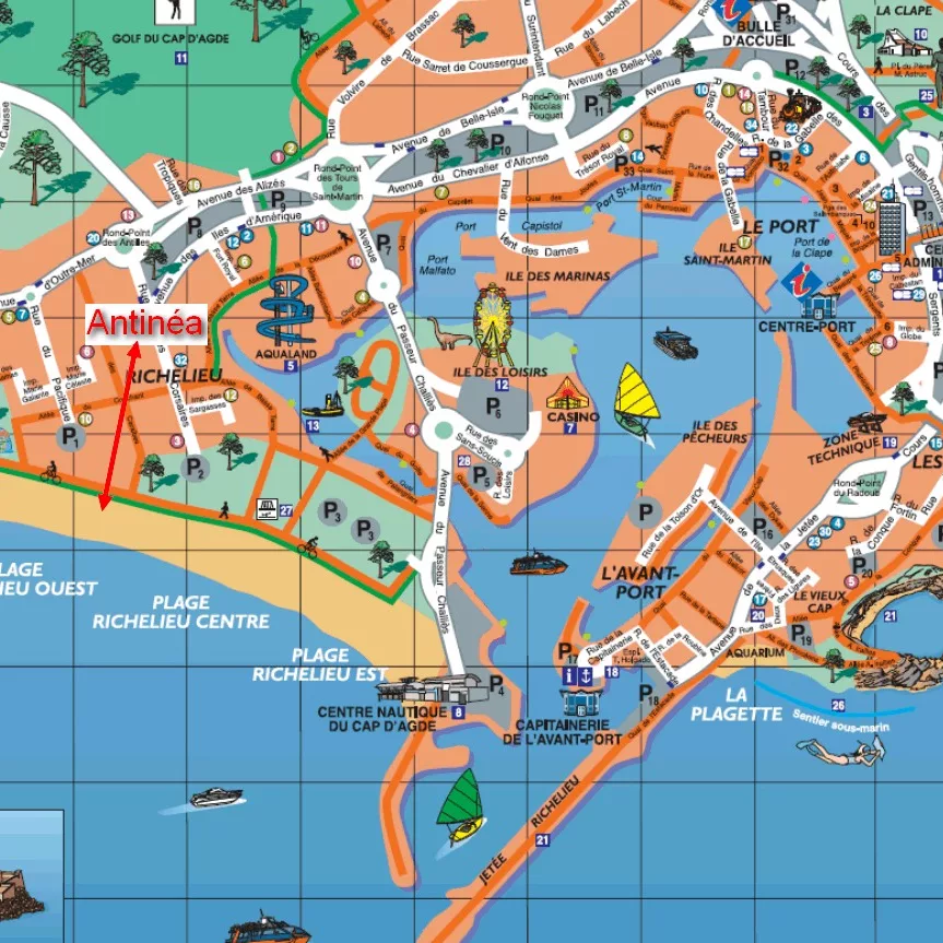 Location Vacances, Résidence Antinéa au Cap d'Agde. Plage de Rochelongue